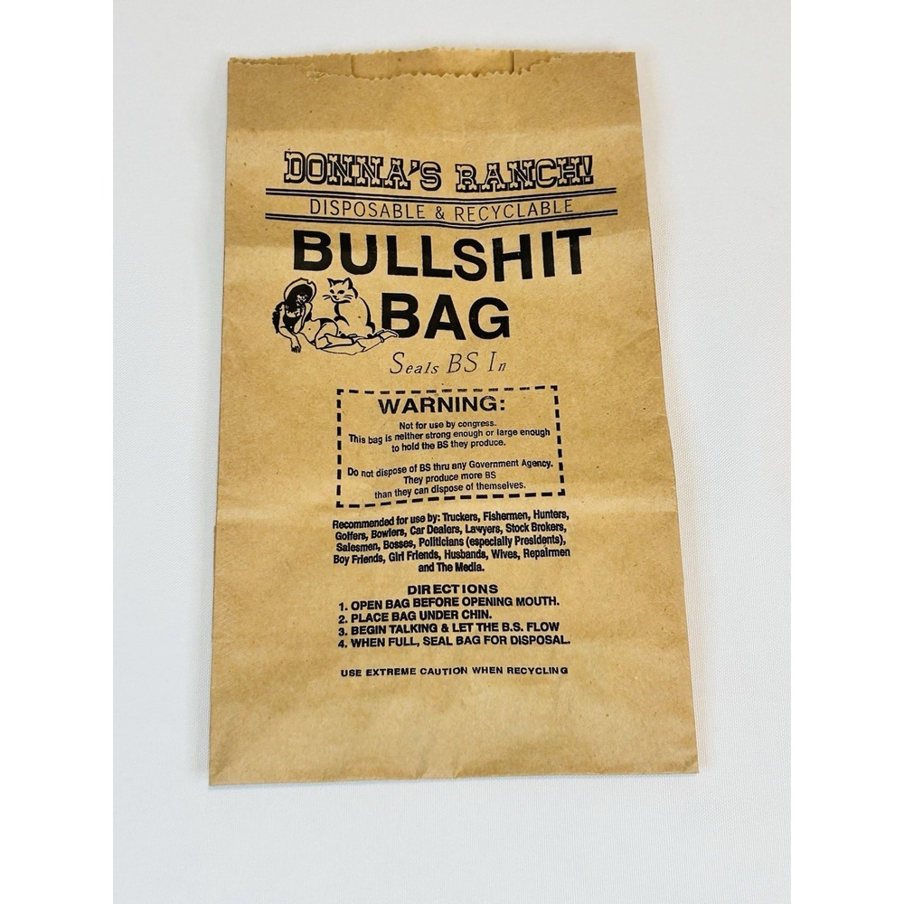 Donna’s Ranch Brothel Cat House Memorabilia Bullshit Bag Wells NV